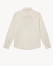 Load image into Gallery viewer, IVORY SILK RUFFLE SHIRT WITH VELVET NECK-TIE - 73LONDON