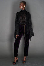 Load image into Gallery viewer, DEEP PURPLE SILK VELVET TROUSERS - 73LONDON