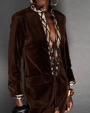 Load image into Gallery viewer, CHOCOLATE VELVET HOSTESS GOWN - 73LONDON
