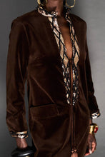 Load image into Gallery viewer, CHOCOLATE VELVET HOSTESS GOWN - 73LONDON