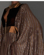 Load image into Gallery viewer, BOHEMIAN CHOCOLATE/GOLD SILK METALLIC KAFTAN DRESS - 73LONDON