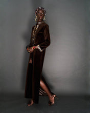 Load image into Gallery viewer, CHOCOLATE VELVET HOSTESS GOWN - 73LONDON