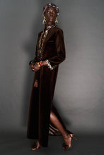 Load image into Gallery viewer, CHOCOLATE VELVET HOSTESS GOWN - 73LONDON