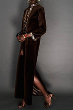 Load image into Gallery viewer, CHOCOLATE VELVET HOSTESS GOWN - 73LONDON