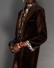 Load image into Gallery viewer, CHOCOLATE VELVET HOSTESS GOWN - 73LONDON