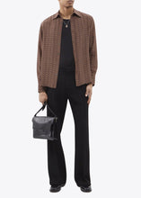 Load image into Gallery viewer, CHOCOLATE/CAMEL CHAIN PRINT SILK SHIRT.