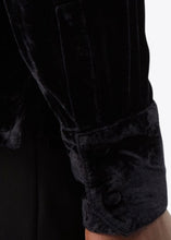Load image into Gallery viewer, BLACK SILK VELVET SHIRT WITH GOLD CHAIN EMBROIDERY.