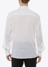 Load image into Gallery viewer, WHITE PLEATED FRONT COTTON SHIRT WITH VELVET NECK TIE.