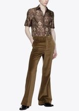 Load image into Gallery viewer, CHOCOLATE/CREAM TOILE PRINT SILK SHIRT.