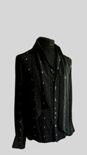 Load image into Gallery viewer, SILK JACQUARD BLACK &amp; COPPER METALLIC SPOT SHIRT.
