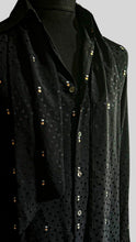 Load image into Gallery viewer, SILK JACQUARD BLACK &amp; COPPER METALLIC SPOT SHIRT.
