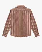 Load image into Gallery viewer, SHIRT IN SILK DUPION WITH MOCHA/PINK STRIPE - 73LONDON
