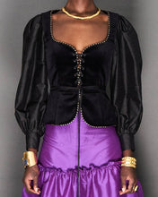 Load image into Gallery viewer, BLACK SILK VELVET BODICE - 73LONDON
