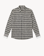Load image into Gallery viewer, IVORY/BLACK LINK PRINT SILK SHIRT
