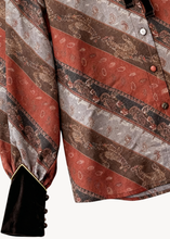 Load image into Gallery viewer, DIAGONAL STRIPE BLOUSE WITH VELVET CUFFS &amp; NECK TIE
