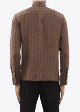 Load image into Gallery viewer, CHOCOLATE/CAMEL CHAIN PRINT SILK SHIRT.
