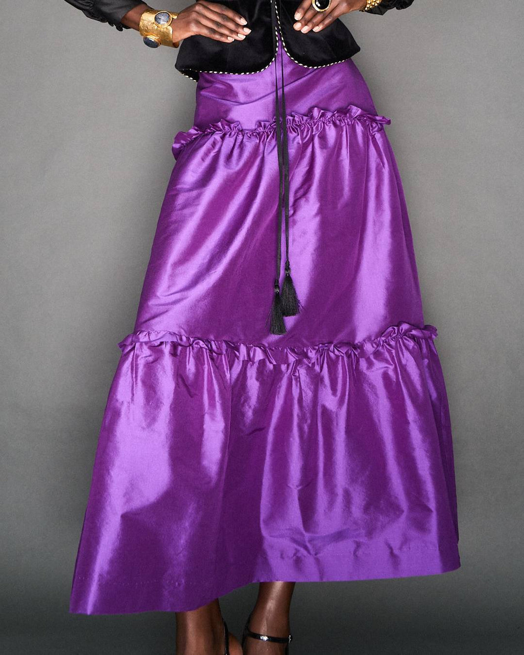 PURPLE SILK TAFFETA SKIRT