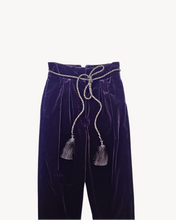 Load image into Gallery viewer, DEEP PURPLE SILK VELVET TROUSERS - 73LONDON
