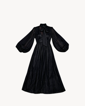 Load image into Gallery viewer, BLACK 70’S VOLUME-SLEEVE, SILK EVENING DRESS
