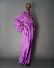 Load image into Gallery viewer, PURPLE 70’S VOLUME-SLEEVE, SILK EVENING DRESS - 73LONDON
