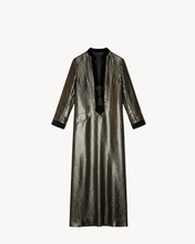Load image into Gallery viewer, BLACK/GOLD METALLIC STRIPE KAFTAN
