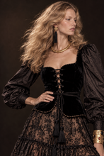 Load image into Gallery viewer, BLACK SILK VELVET BODICE

