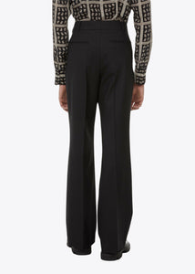 SIGNATURE FLARE LEG BLACK TROUSERS.