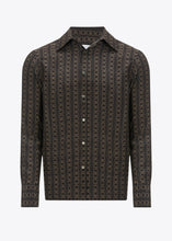 Load image into Gallery viewer, BLACK/GOLD CHAIN PRINT SILK SHIRT.
