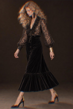 Load image into Gallery viewer, BLACK VELVET BUTTON-THROUGH SKIRT
