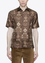 Load image into Gallery viewer, CHOCOLATE/CREAM TOILE PRINT SILK SHIRT.
