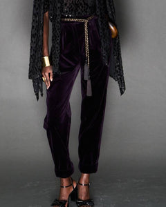 DEEP PURPLE SILK VELVET TROUSERS