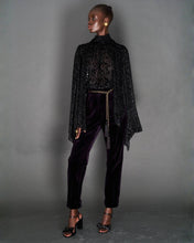 Load image into Gallery viewer, DEEP PURPLE SILK VELVET TROUSERS

