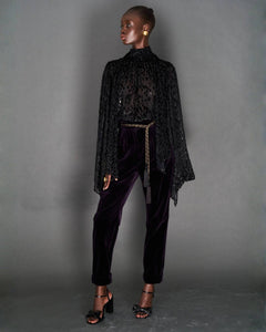 DEEP PURPLE SILK VELVET TROUSERS