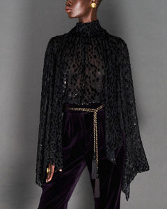 DRAMATIC VELVET SPOT BLOUSE - 73LONDON