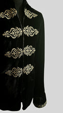 Load image into Gallery viewer, BLACK WITH GOLD EMBROIDERED SILK VELVET SHIRT.
