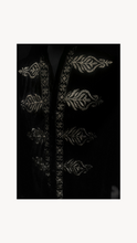 Load image into Gallery viewer, BLACK WITH GOLD EMBROIDERED SILK VELVET SHIRT.
