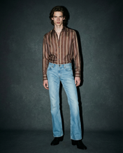 Load image into Gallery viewer, MOCHA/PASTEL CHALK STRIPED SILK SHIRT
