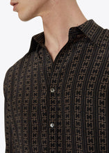 Load image into Gallery viewer, BLACK/GOLD CHAIN PRINT SILK SHIRT.
