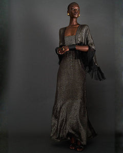 SILK FRINGED SHAWL DRESS - 73LONDON