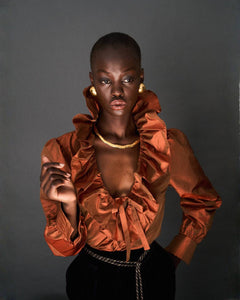 ORANGE SILK TAFFETA BLOUSE