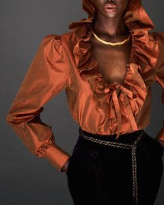 ORANGE SILK TAFFETA BLOUSE