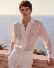 Load image into Gallery viewer, IVORY RUFFLE SHIRT IN SILK ORGANZA
