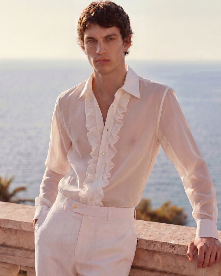 IVORY RUFFLE SHIRT IN SILK ORGANZA – 73LONDON