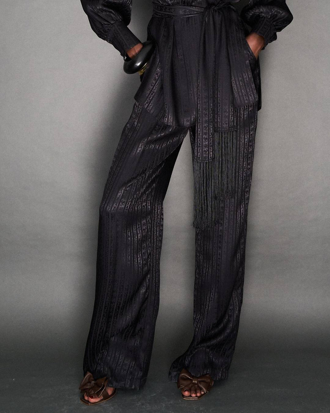 SILK JACQUARD EASY TROUSERS