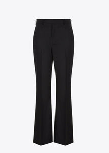 SIGNATURE FLARE LEG BLACK TROUSERS.