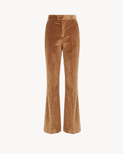 Load image into Gallery viewer, SIGNATURE FLARE LEG GOLDEN BROWN VELVET TROUSERS - 73LONDON
