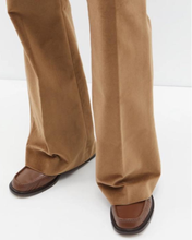 Load image into Gallery viewer, SIGNATURE FLARE LEG GOLDEN BROWN VELVET TROUSERS - 73LONDON
