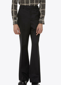 SIGNATURE FLARE LEG BLACK TROUSERS.