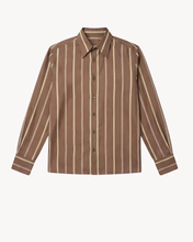 Load image into Gallery viewer, MOCHA/PASTEL CHALK STRIPED SILK SHIRT
