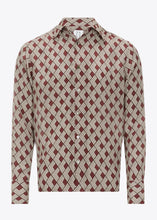 Load image into Gallery viewer, BERRY/CREAM GEOMETRIC PRINT SILK SHIRT.
